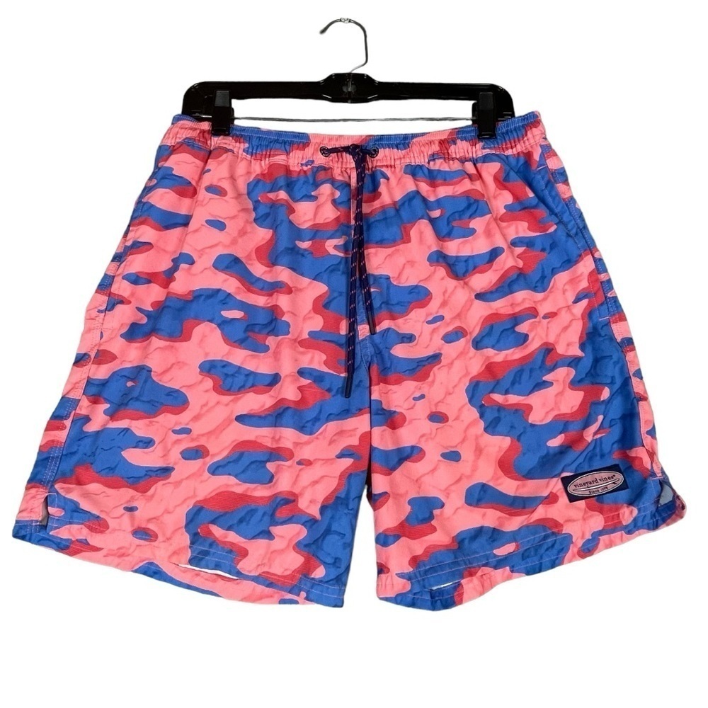 Vineyard Vines Men’s Pink Blue Camo Print Lined Swim Trunks - Sz M